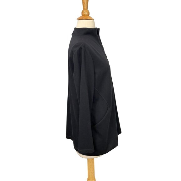 Eileen Fisher System Black Ponte Knit Jacket Stand Collar Full Zip Tencel Size M - Picture 3 of 9